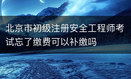 北京市初级注册安全工程师考试忘了缴费可以补缴吗