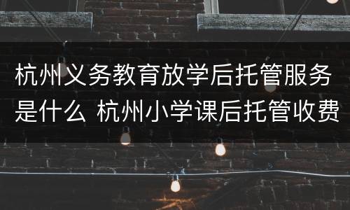 杭州义务教育放学后托管服务是什么 杭州小学课后托管收费一个月是怎么算的