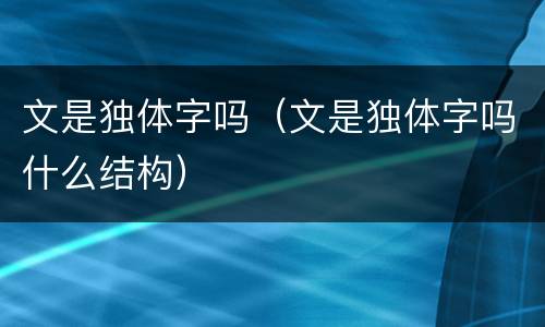 文是独体字吗（文是独体字吗什么结构）