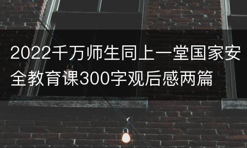 2022千万师生同上一堂国家安全教育课300字观后感两篇