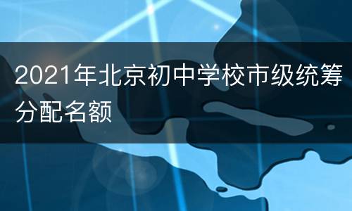 2021年北京初中学校市级统筹分配名额