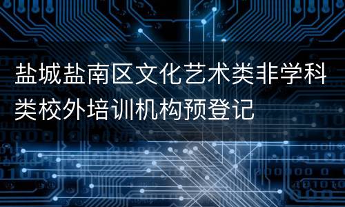 盐城盐南区文化艺术类非学科类校外培训机构预登记