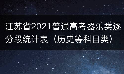 江苏省2021普通高考器乐类逐分段统计表（历史等科目类）