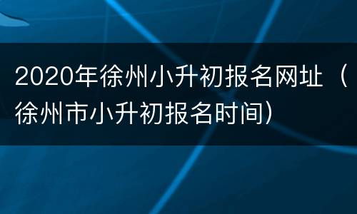 2020年徐州小升初报名网址（徐州市小升初报名时间）