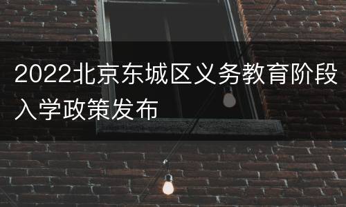 2022北京东城区义务教育阶段入学政策发布