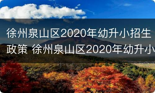 徐州泉山区2020年幼升小招生政策 徐州泉山区2020年幼升小招生政策解读