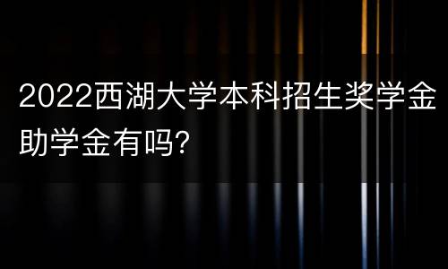 2022西湖大学本科招生奖学金助学金有吗？