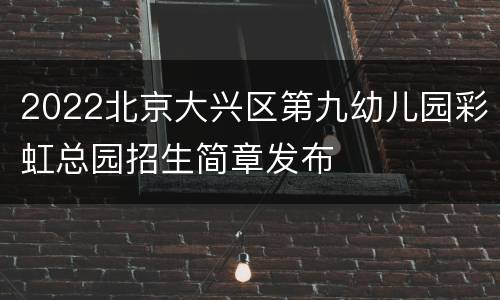 2022北京大兴区第九幼儿园彩虹总园招生简章发布