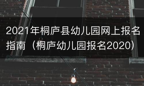 2021年桐庐县幼儿园网上报名指南（桐庐幼儿园报名2020）