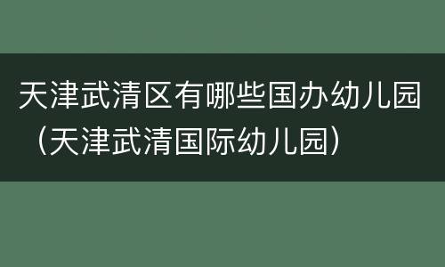 天津武清区有哪些国办幼儿园（天津武清国际幼儿园）