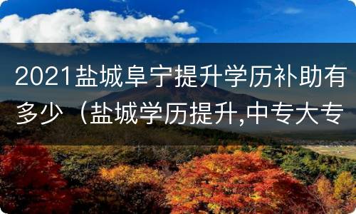 2021盐城阜宁提升学历补助有多少（盐城学历提升,中专大专升本科,学信网可查,费用低）