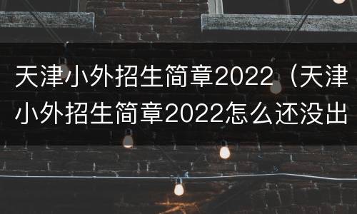 天津小外招生简章2022（天津小外招生简章2022怎么还没出来）