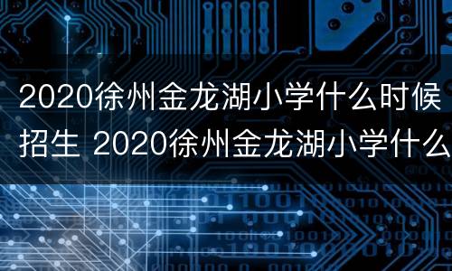 2020徐州金龙湖小学什么时候招生 2020徐州金龙湖小学什么时候招生的