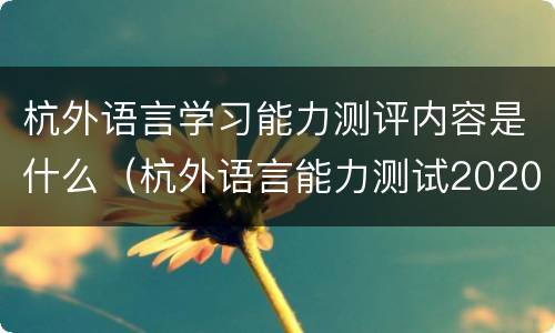 杭外语言学习能力测评内容是什么（杭外语言能力测试2020）