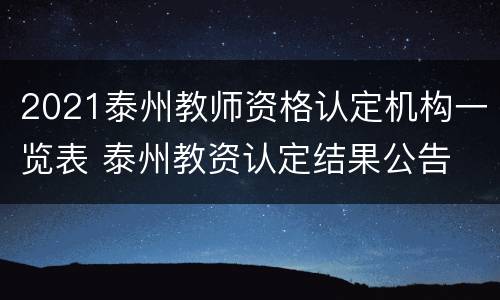 2021泰州教师资格认定机构一览表 泰州教资认定结果公告