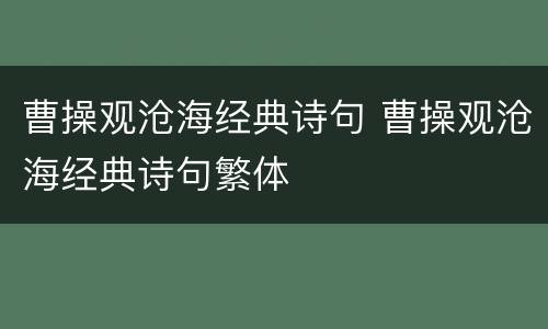 曹操观沧海经典诗句 曹操观沧海经典诗句繁体