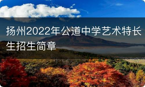 扬州2022年公道中学艺术特长生招生简章