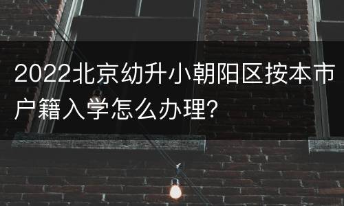 2022北京幼升小朝阳区按本市户籍入学怎么办理？