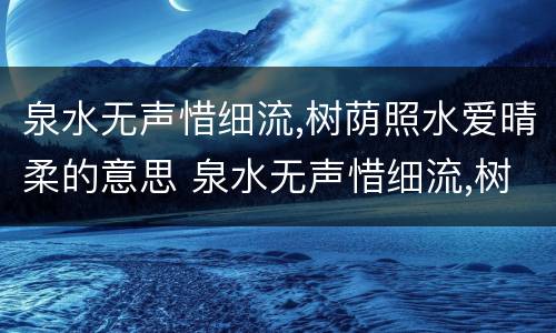 泉水无声惜细流,树荫照水爱晴柔的意思 泉水无声惜细流,树荫照水爱晴柔的意思是什么