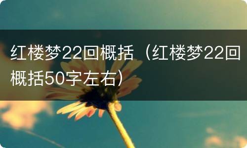 红楼梦22回概括（红楼梦22回概括50字左右）