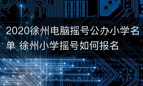 2020徐州电脑摇号公办小学名单 徐州小学摇号如何报名