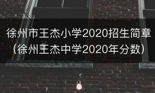 徐州市王杰小学2020招生简章（徐州王杰中学2020年分数）