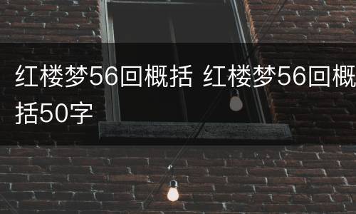 红楼梦56回概括 红楼梦56回概括50字