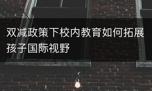 双减政策下校内教育如何拓展孩子国际视野