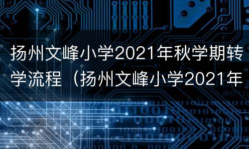 扬州文峰小学2021年秋学期转学流程（扬州文峰小学2021年秋学期转学流程图）