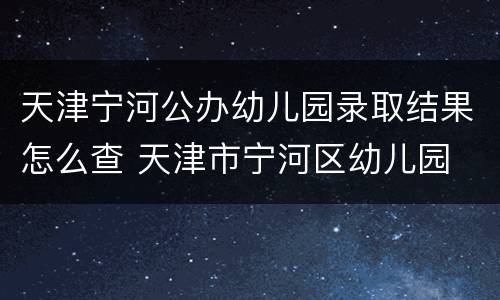 天津宁河公办幼儿园录取结果怎么查 天津市宁河区幼儿园