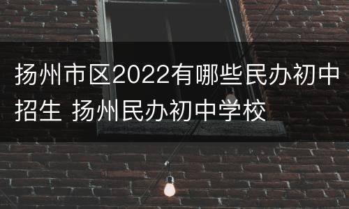 扬州市区2022有哪些民办初中招生 扬州民办初中学校