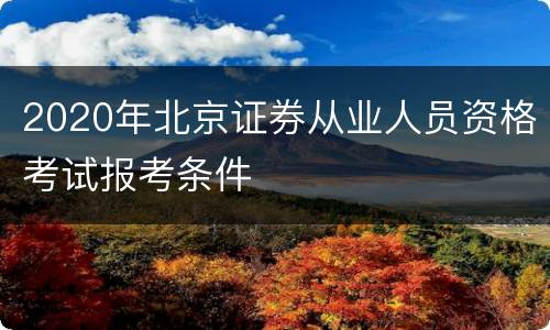 2020年北京证券从业人员资格考试报考条件