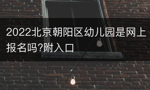 2022北京朝阳区幼儿园是网上报名吗?附入口