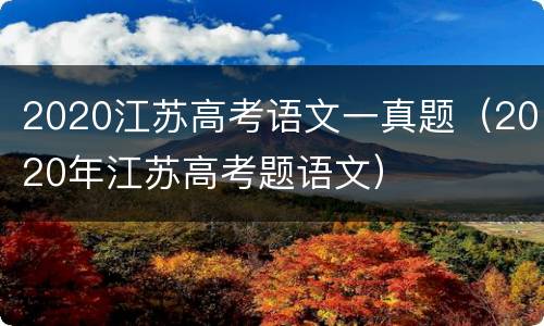 2020江苏高考语文一真题（2020年江苏高考题语文）