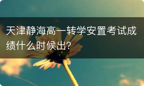 天津静海高一转学安置考试成绩什么时候出？