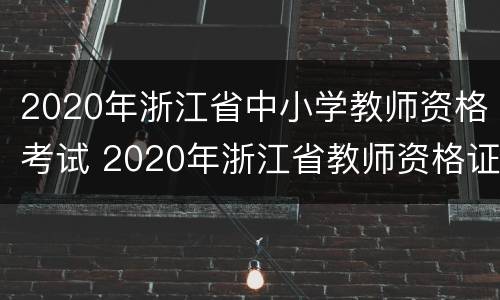 2020年浙江省中小学教师资格考试 2020年浙江省教师资格证考试